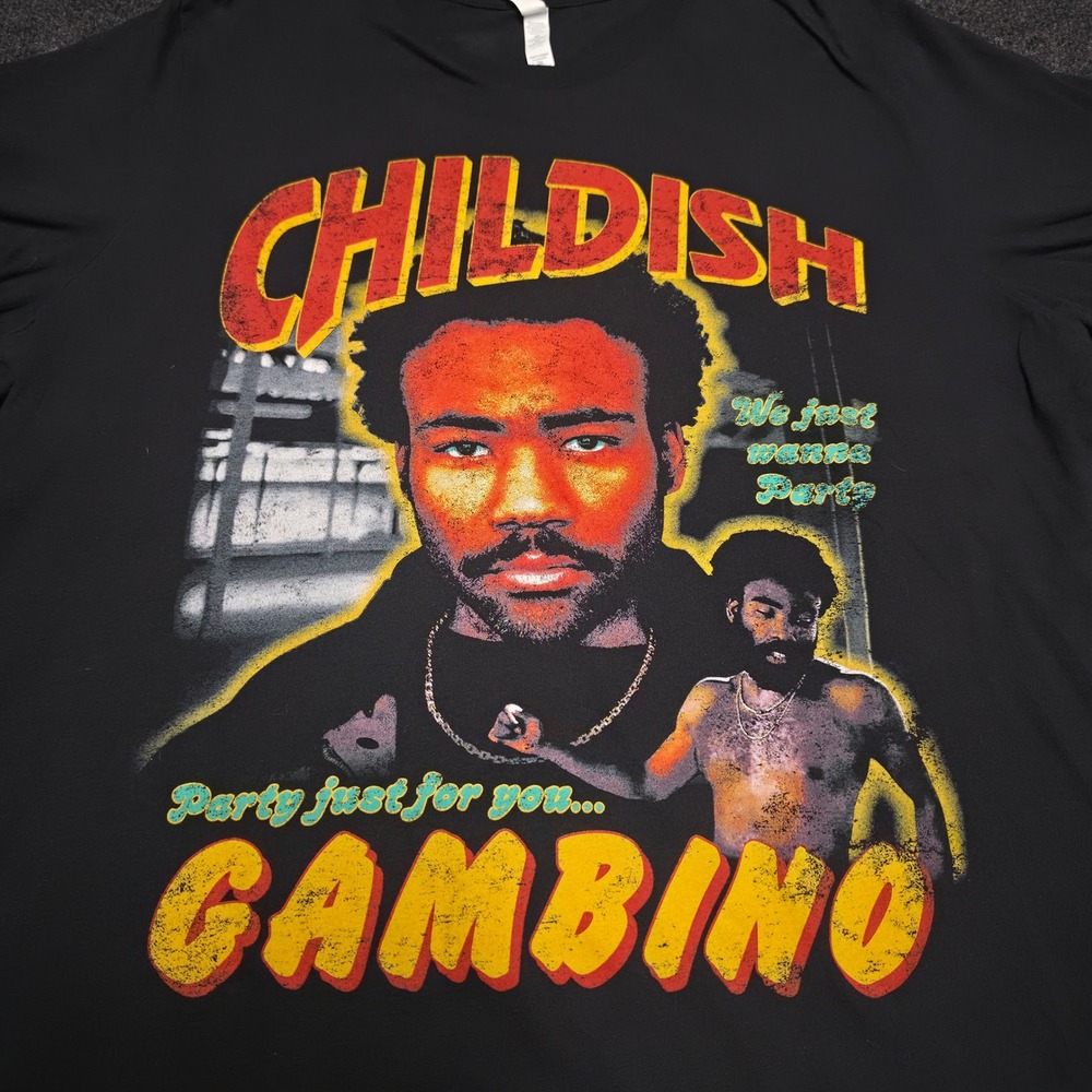 Childish Gambino Graphic T-Shirt Mens 2XL Black Donald Glover Rap Tee Hip Hop